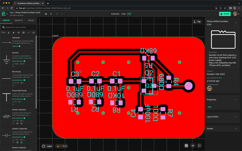 PCB layout editor
